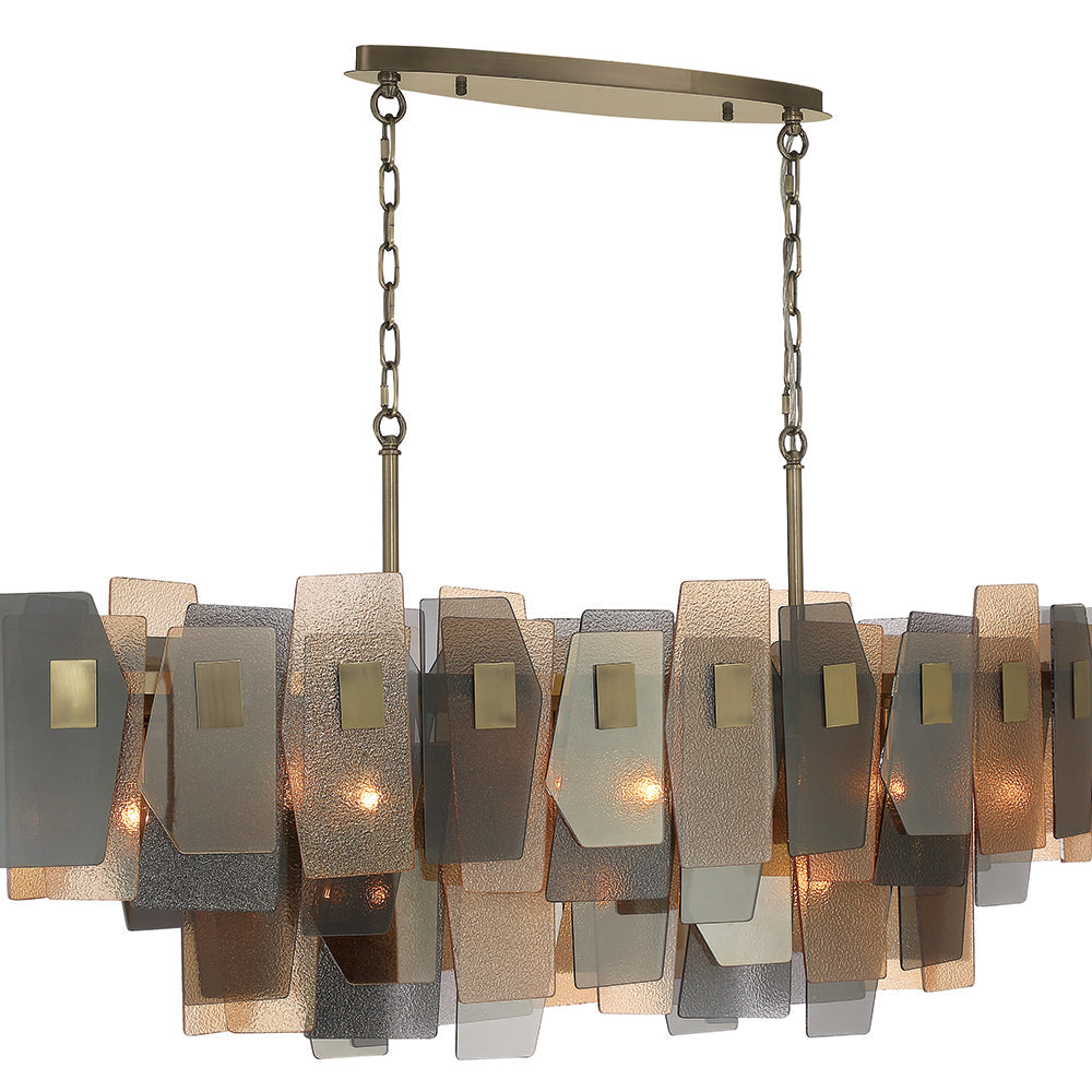 Eurofase Lighting Cocolina 48" 11-light Incandescent Antique Brass Linear Chandelier With Amber Glass Shade Accents