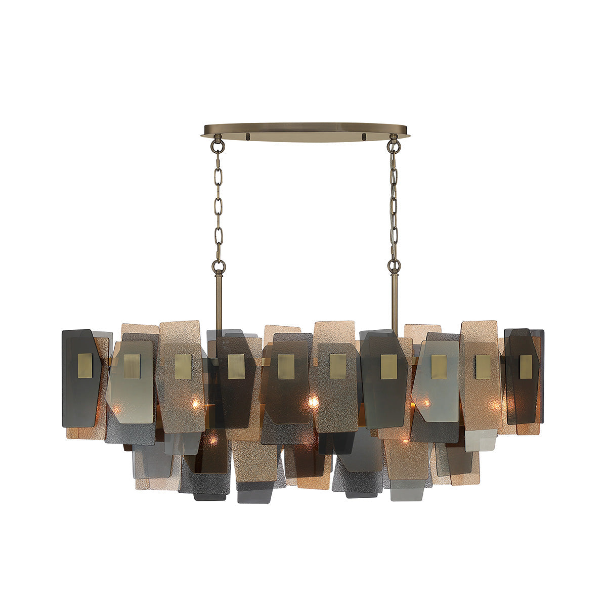 Eurofase Lighting Cocolina 48" 11-light Incandescent Antique Brass Linear Chandelier With Amber Glass Shade Accents