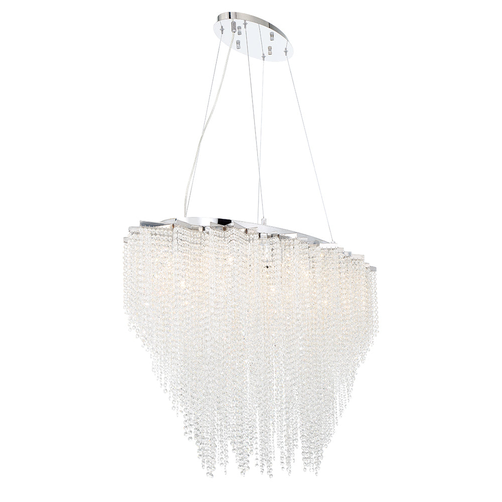 Eurofase Lighting Cohen 48" 18-light Oval Dimmable Halogen Chrome Chandelier With Draping Crystal Bead Accents