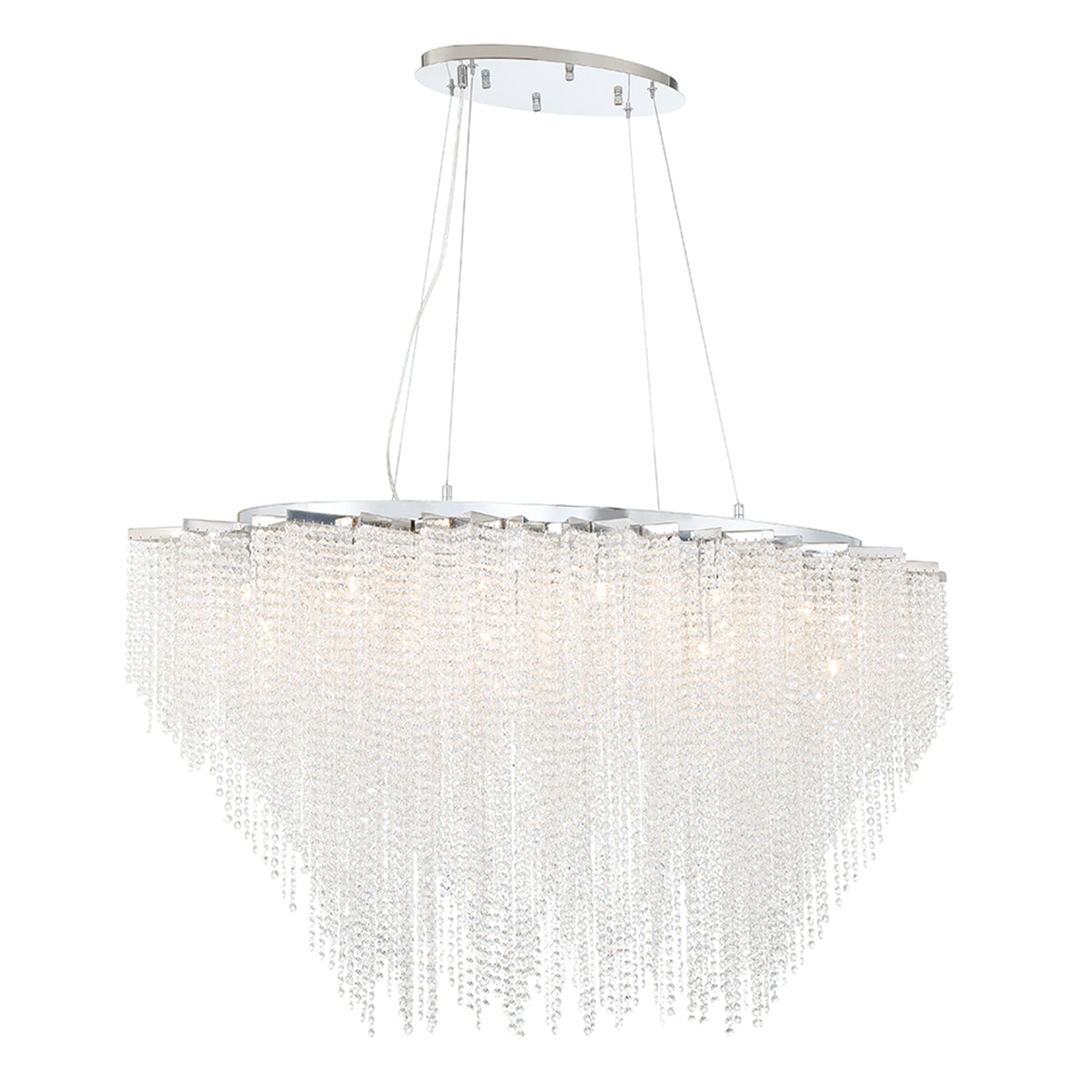 Eurofase Lighting Cohen 48" 18-light Oval Dimmable Halogen Chrome Chandelier With Draping Crystal Bead Accents