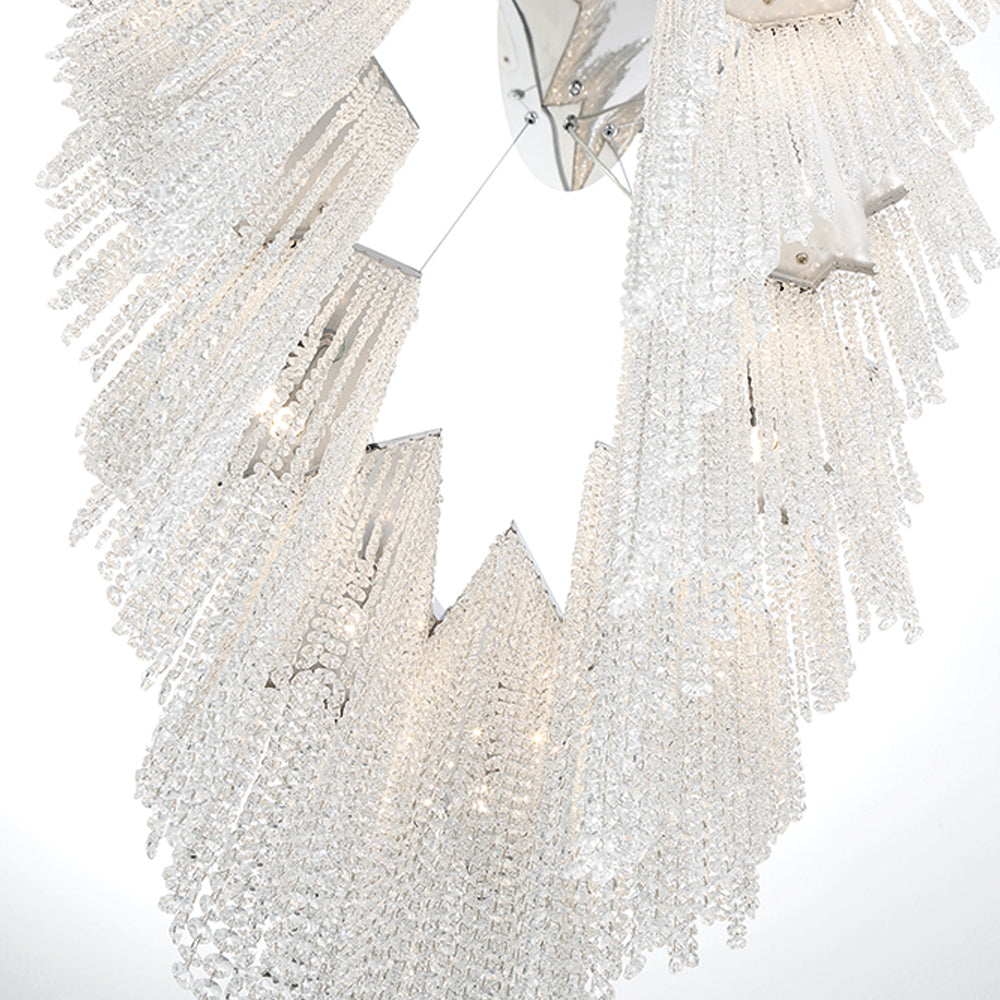 Eurofase Lighting Cohen 48" 18-light Oval Dimmable Halogen Chrome Chandelier With Draping Crystal Bead Accents