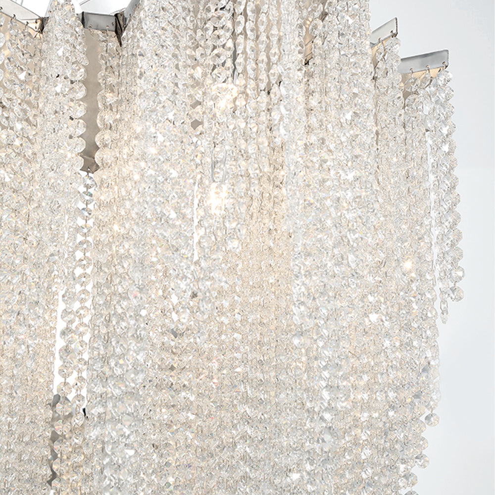 Eurofase Lighting Cohen 48" 18-light Oval Dimmable Halogen Chrome Chandelier With Draping Crystal Bead Accents