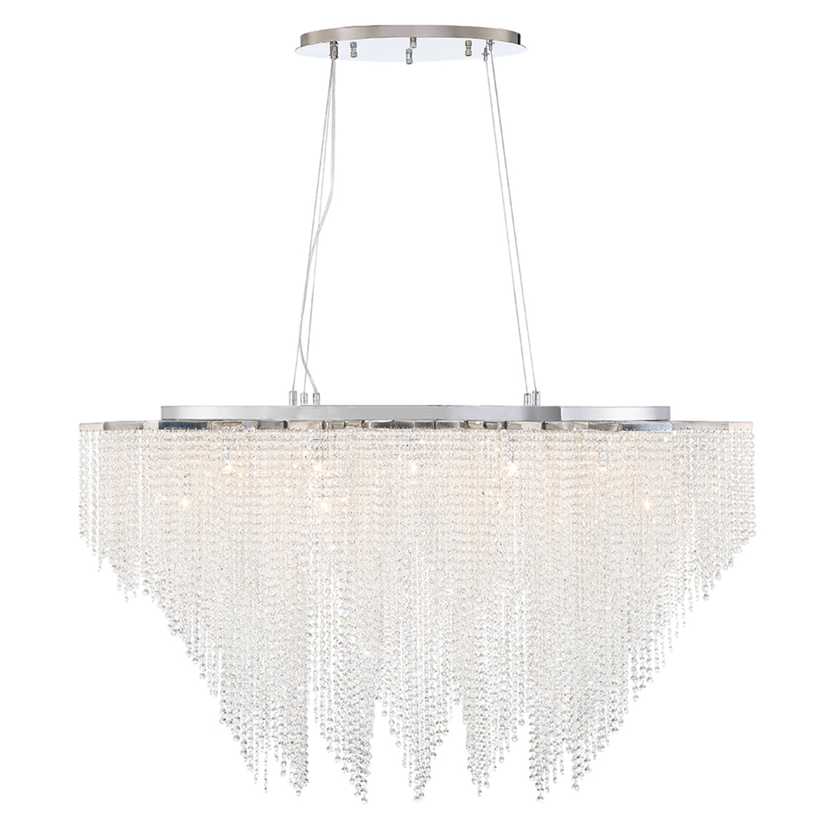 Eurofase Lighting Cohen 48" 18-light Oval Dimmable Halogen Chrome Chandelier With Draping Crystal Bead Accents