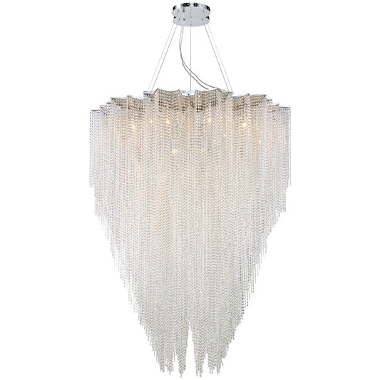 Eurofase Lighting Cohen 49" 12-light Round Dimmable Halogen Chrome Chandelier In Star Patterned Shade With Draping Crystal Beads