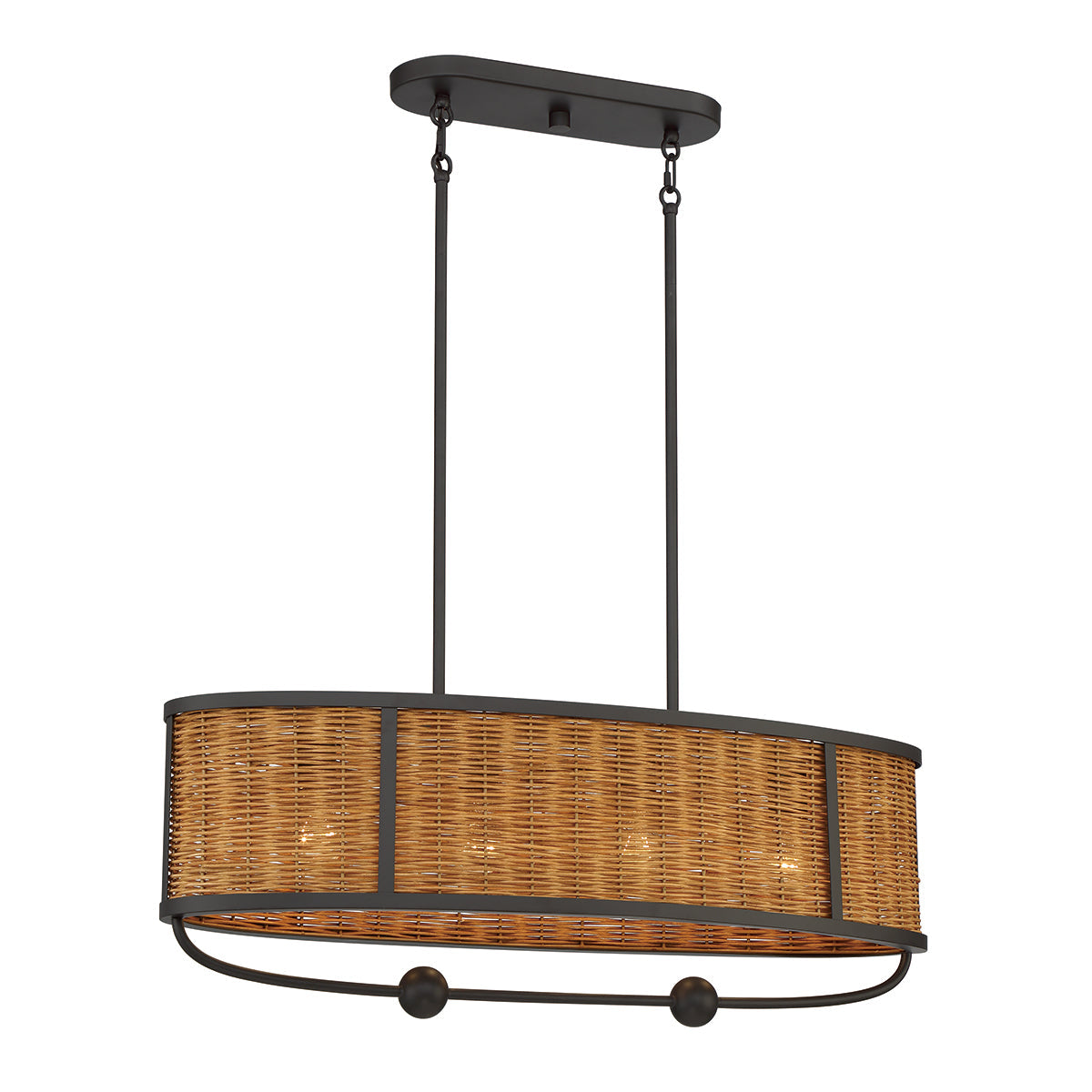 Eurofase Lighting Comparelli 32" 4-Light Incandescent Dark Bronze Chandelier With Rattan Shade