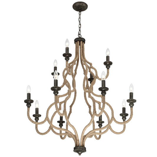 Eurofase Lighting Corda 34" 12-Light Dimmable Incandescent Round Oil Rubbed Bronze Taper Candle Chandelier