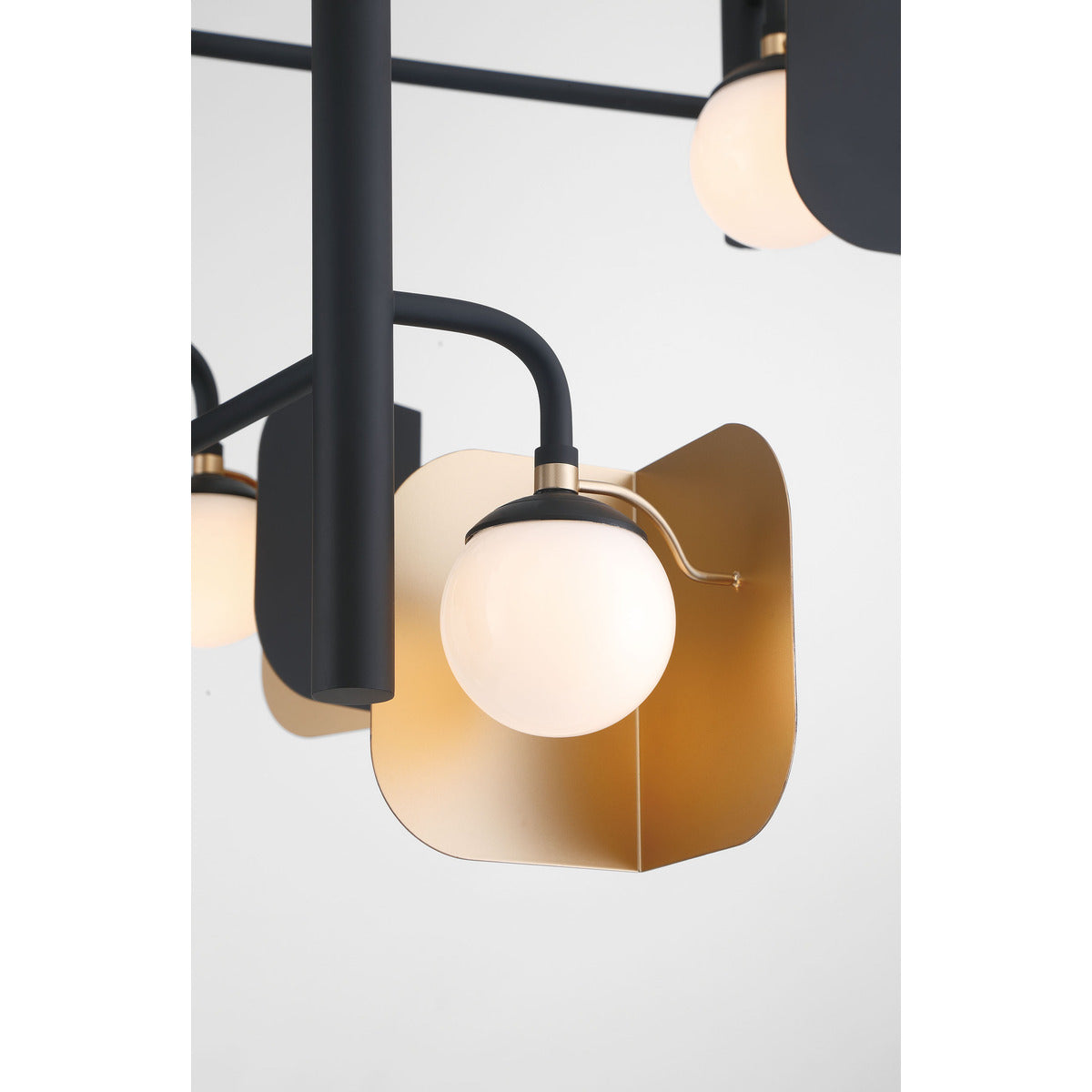 Eurofase Lighting Cornice 42" 12-Light Integrated LED Glass Shade Gold and Black Steel Chandelier