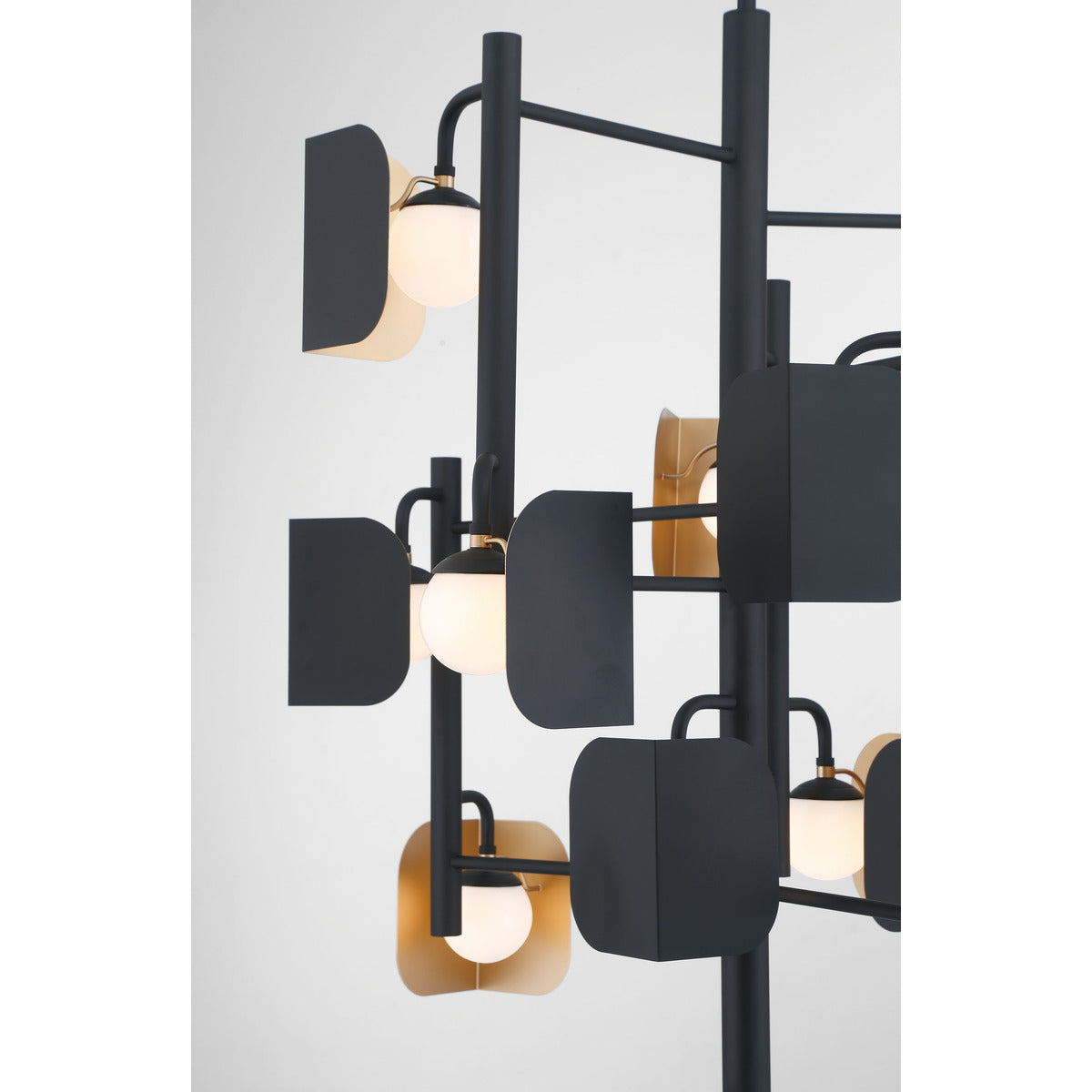 Eurofase Lighting Cornice 42" 12-Light Integrated LED Glass Shade Gold and Black Steel Chandelier