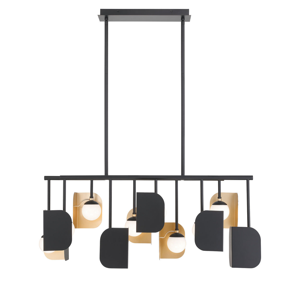Eurofase Lighting Cornice 45" 10-Light Integrated LED Glass Shade Gold and Black Steel Linear Chandelier