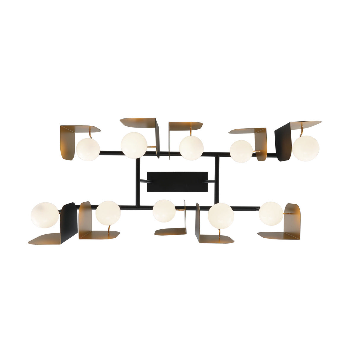 Eurofase Lighting Cornice 45" 10-Light Integrated LED Glass Shade Gold and Black Steel Linear Chandelier