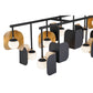 Eurofase Lighting Cornice 60" 14-Light Integrated LED Glass Shade Gold and Black Steel Chandelier