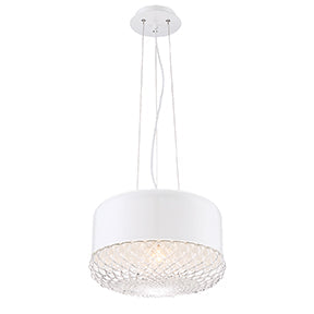 Eurofase Lighting Corson 14" Large Dimmable Incandescent White Metal Pendant Light With Clear Cast Weave Glass Shade