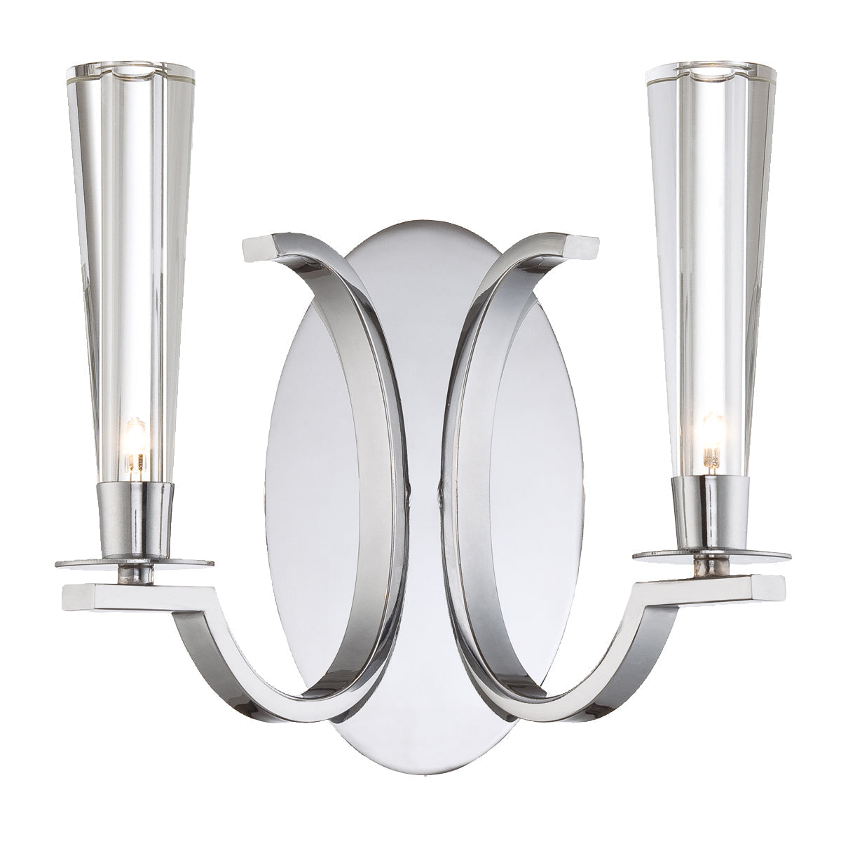 Eurofase Lighting Cromo 11" 2-Light Dimmable Halogen Bulb Polished Chrome Wall Sconce With Clear Glass Shades