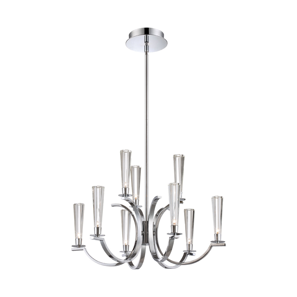 Eurofase Lighting Cromo 26" 9-light Round Dimmable Halogen Bulb Polished Chrome Chandelier With Clear Glass Shades