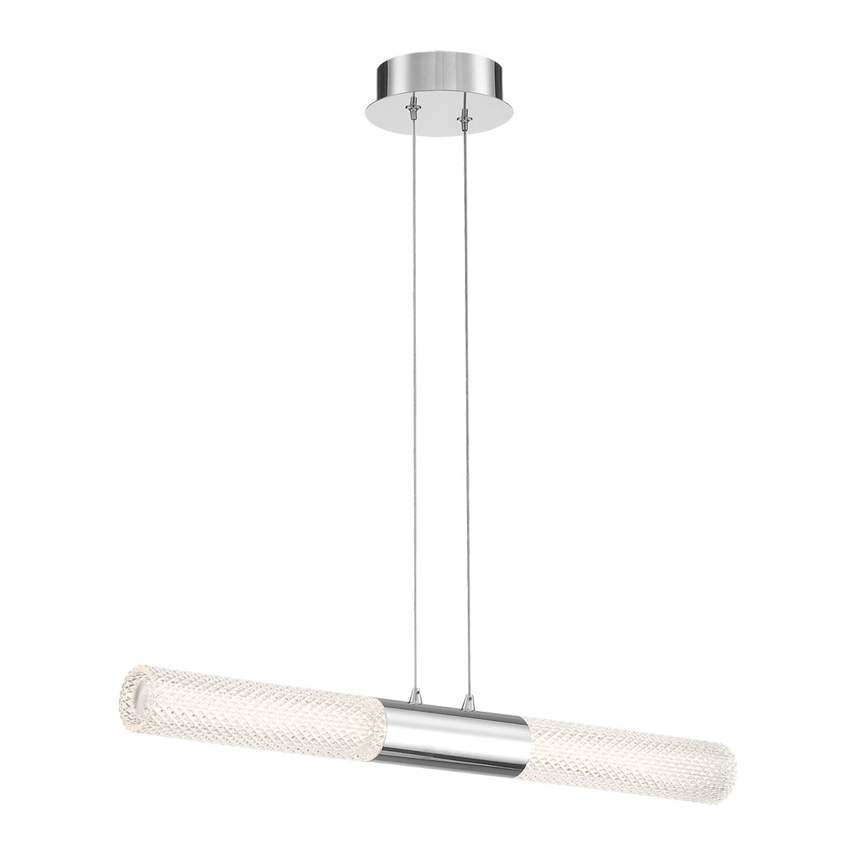Eurofase Lighting Crossley 27" Linear Dimmable Integrated LED Chrome Pendant Light With Crystal Glass Shades
