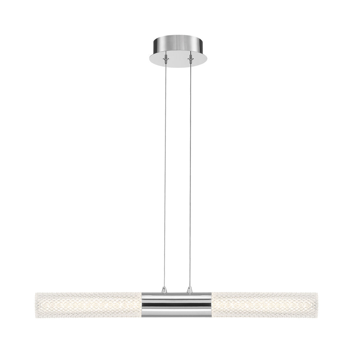 Eurofase Lighting Crossley 27" Linear Dimmable Integrated LED Chrome Pendant Light With Crystal Glass Shades