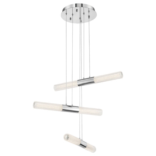 Eurofase Lighting Crossley 33" Dimmable Integrated LED Metal Chrome Chandelier With Clear Crystal Shades