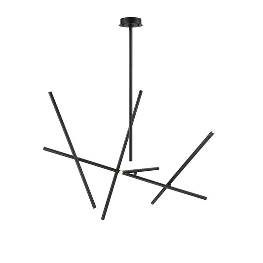 Eurofase Lighting Crossroads 47" 10-Light Dimmable Integrated LED Metal Black Chandelier With Frosted Acrylic Shades