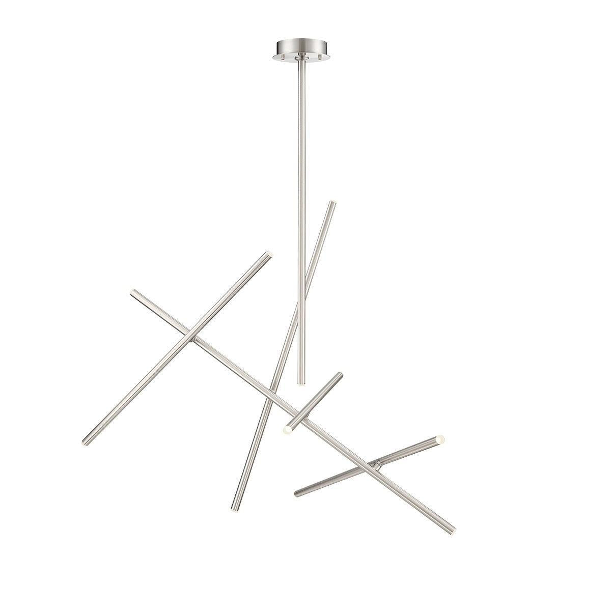 Eurofase Lighting Crossroads 47" 10-Light Dimmable Integrated LED Metal Satin Nickel Chandelier With Frosted Acrylic Shades