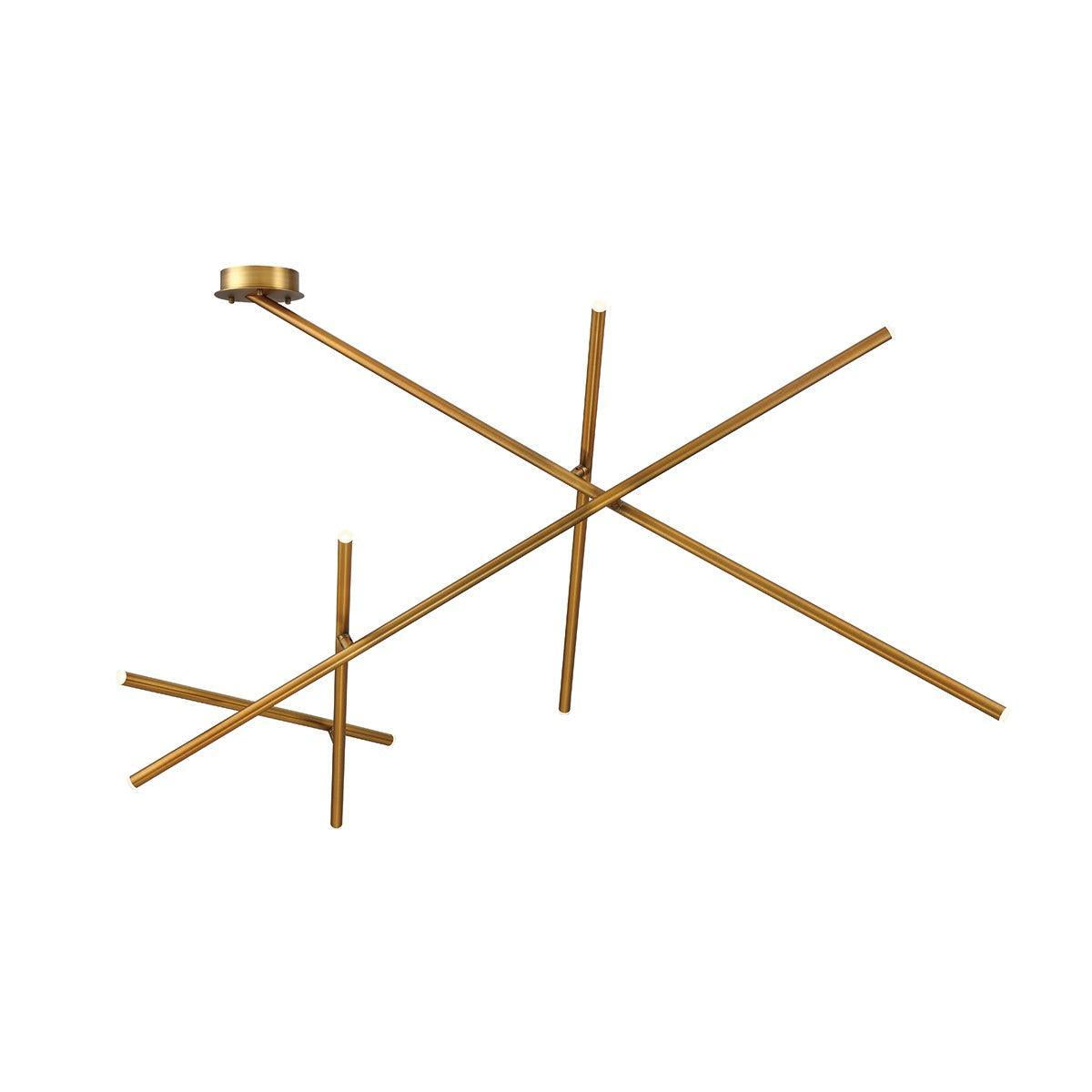 Eurofase Lighting Crossroads 57" 9-Light Dimmable Integrated LED Antique Brass Flush Mount With Frosted Acrylic Shades