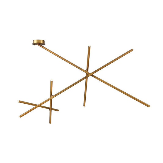 Eurofase Lighting Crossroads 57" 9-Light Dimmable Integrated LED Antique Brass Flush Mount With Frosted Acrylic Shades