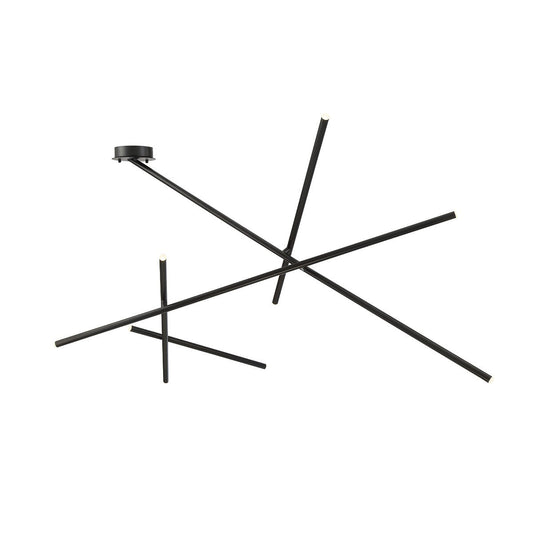 Eurofase Lighting Crossroads 57" 9-Light Dimmable Integrated LED Black Flush Mount With Frosted Acrylic Shades