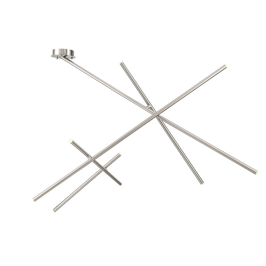 Eurofase Lighting Crossroads 57" 9-Light Dimmable Integrated LED Satin Nickel Flush Mount With Frosted Acrylic Shades