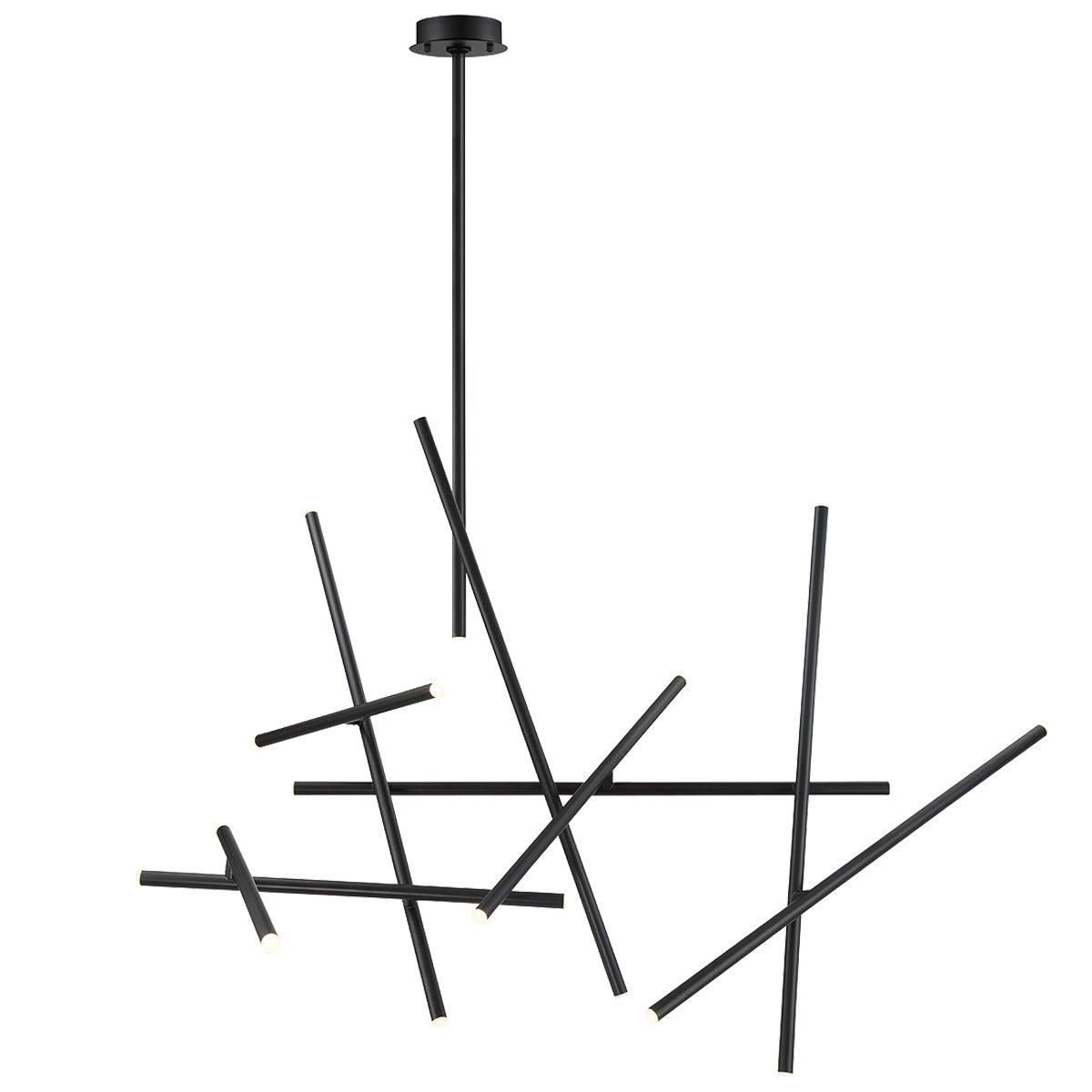 Eurofase Lighting Crossroads 59" 18-Light Dimmable Integrated LED Metal Black Chandelier With Frosted Acrylic Shades