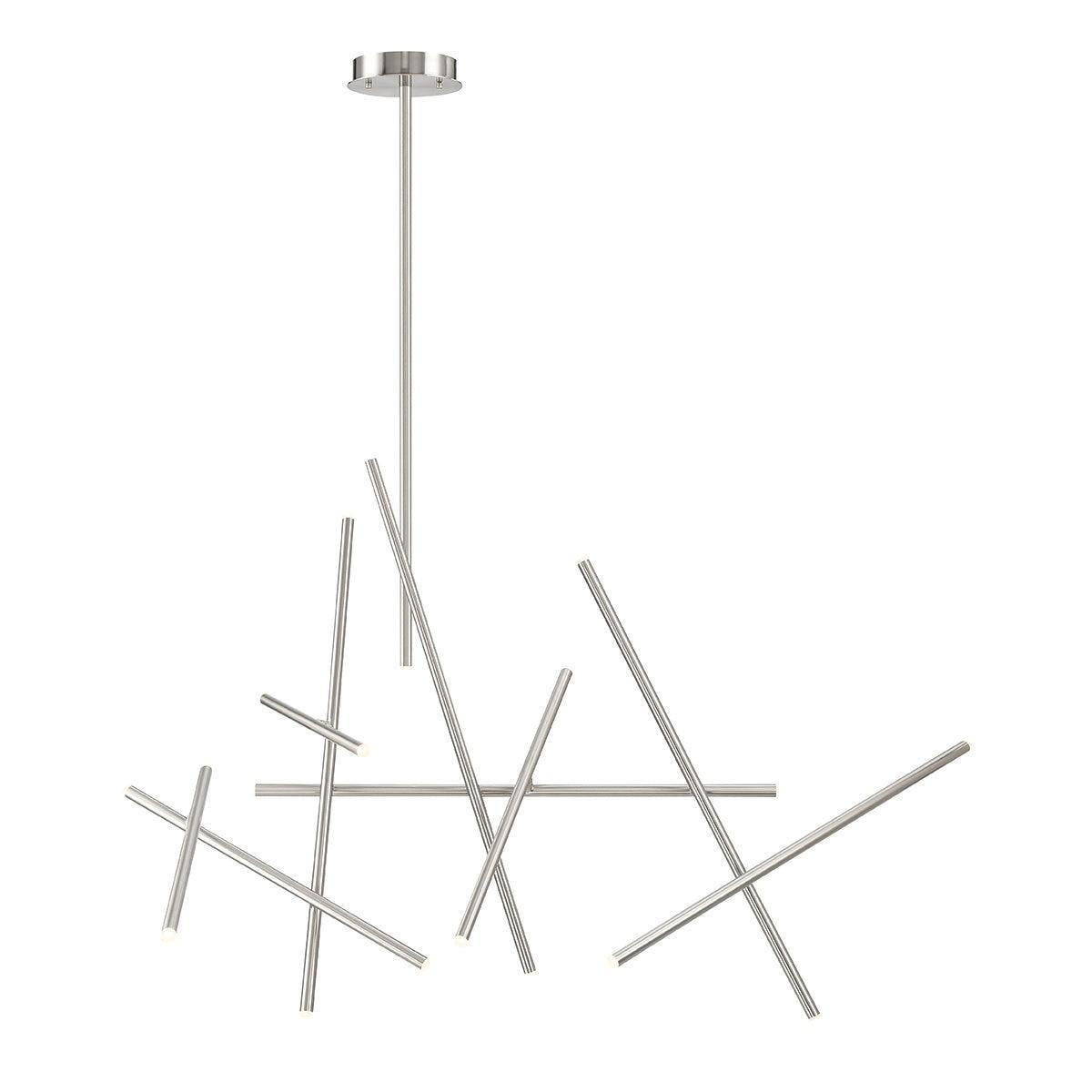 Eurofase Lighting Crossroads 59" 18-Light Dimmable Integrated LED Metal Satin Nickel Chandelier With Frosted Acrylic Shades