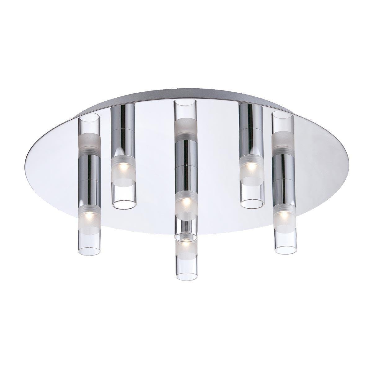 Eurofase Lighting Cube 14" 6-Light Dimmable Integrated LED Chrome Flush Mount With Clear Glass Shades