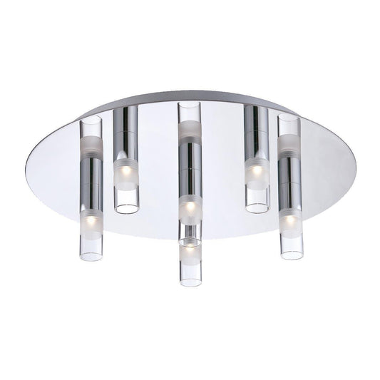 Eurofase Lighting Cube 14" 6-Light Dimmable Integrated LED Chrome Flush Mount With Clear Glass Shades