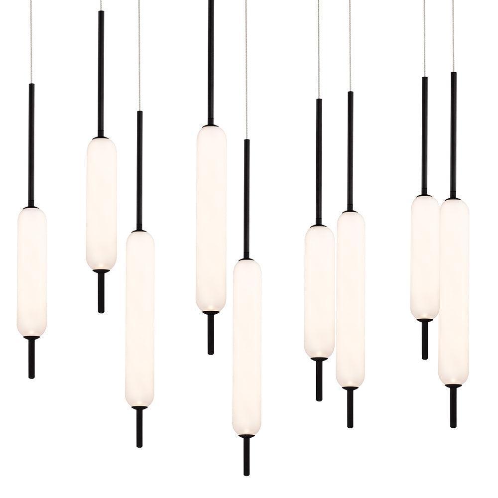 Eurofase Lighting Cumberland 22" 12-Light Dimmable Integrated LED Black Round Chandelier With Opal Glass Shades