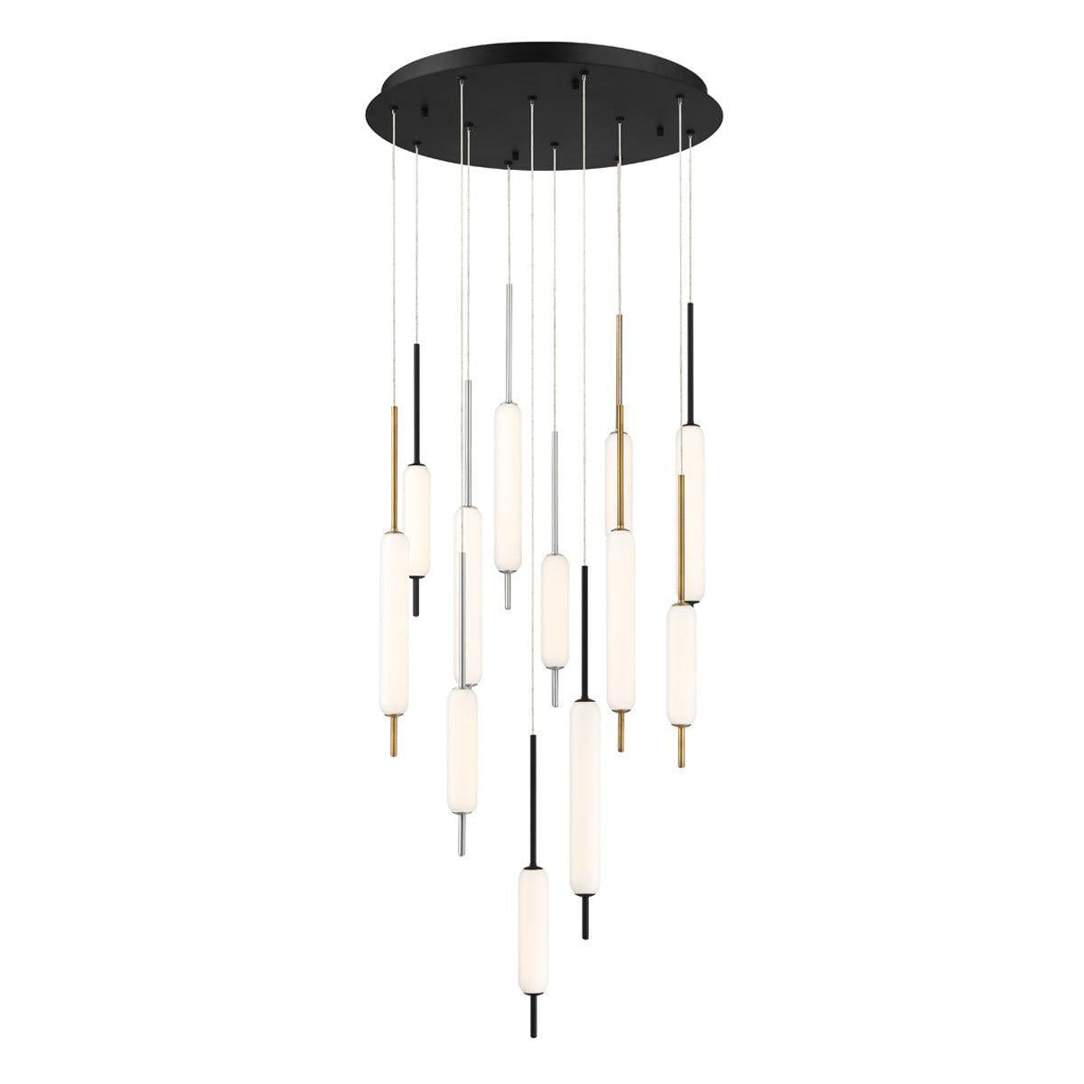 Eurofase Lighting Cumberland 22" 12-Light Dimmable Integrated LED Mixed Colored Round Chandelier With Opal Glass Shades