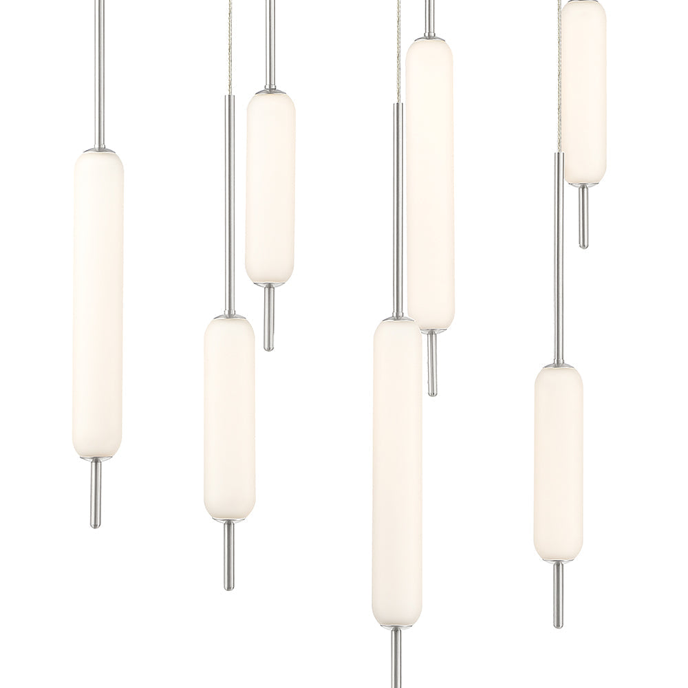 Eurofase Lighting Cumberland 22" 12-Light Dimmable Integrated LED Satin Nickel Round Chandelier With Opal Glass Shades