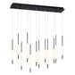 Eurofase Lighting Cumberland 40" 12-Light Dimmable Integrated LED Black Linear Chandelier With Opal Glass Shades