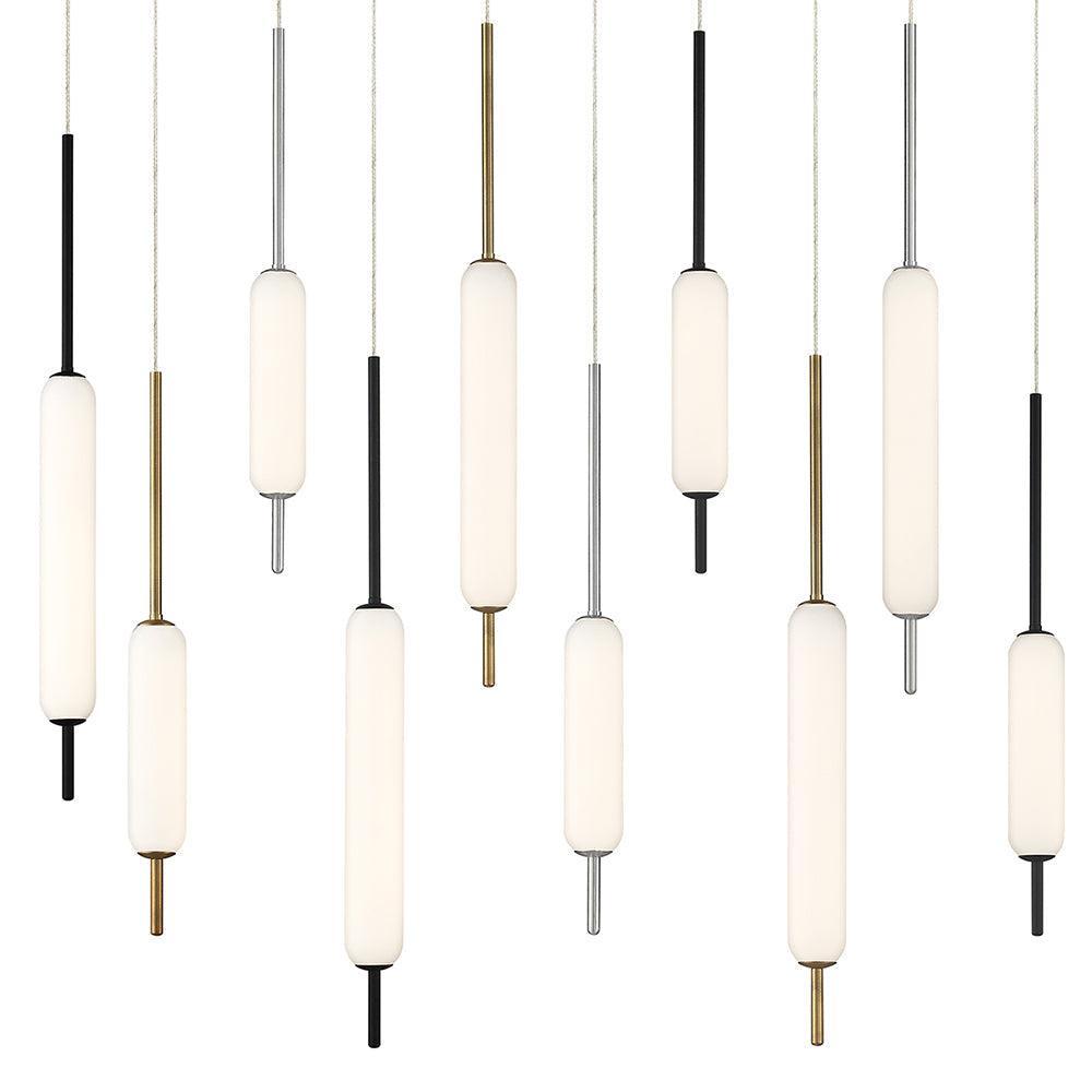 Eurofase Lighting Cumberland 40" 12-Light Dimmable Integrated LED Mixed Colored Linear Chandelier With Opal Glass Shades