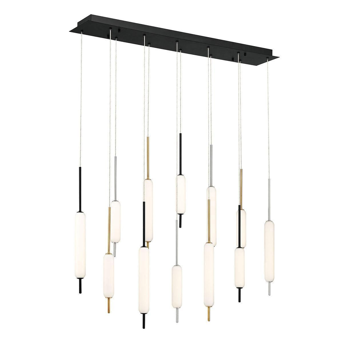 Eurofase Lighting Cumberland 40" 12-Light Dimmable Integrated LED Mixed Colored Linear Chandelier With Opal Glass Shades