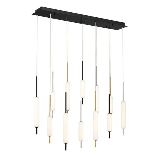 Eurofase Lighting Cumberland 40" 12-Light Dimmable Integrated LED Mixed Colored Linear Chandelier With Opal Glass Shades