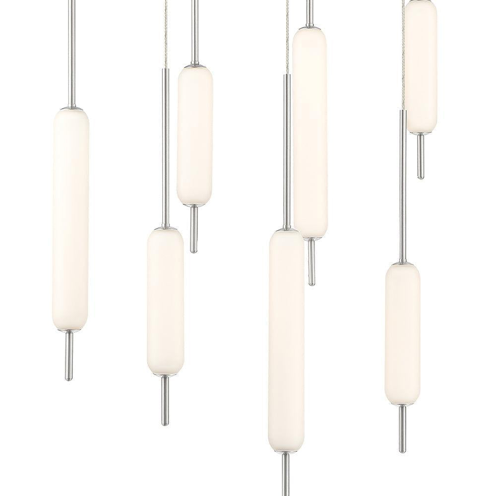 Eurofase Lighting Cumberland 40" 12-Light Dimmable Integrated LED Satin Nickel Linear Chandelier With Opal Glass Shades