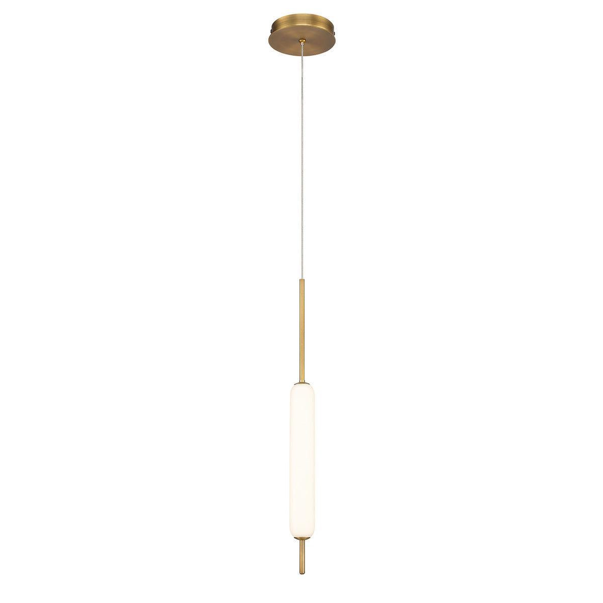 Eurofase Lighting Cumberland 5" Dimmable Integrated LED Antique Brass Pendant Light With Opal Glass Shade