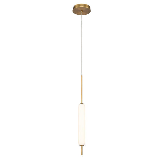 Eurofase Lighting Cumberland 5" Dimmable Integrated LED Antique Brass Pendant Light With Opal Glass Shade