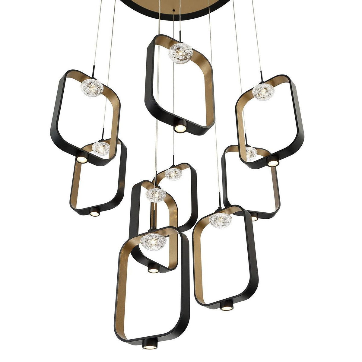 Eurofase Lighting Dagmar 33" 9-Light Dimmable Integrated LED Black Round Chandelier With Dome Glass Shades