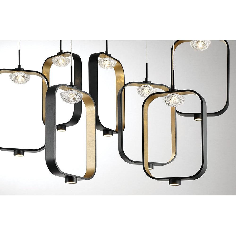 Eurofase Lighting Dagmar 33" 9-Light Dimmable Integrated LED Black Round Chandelier With Dome Glass Shades