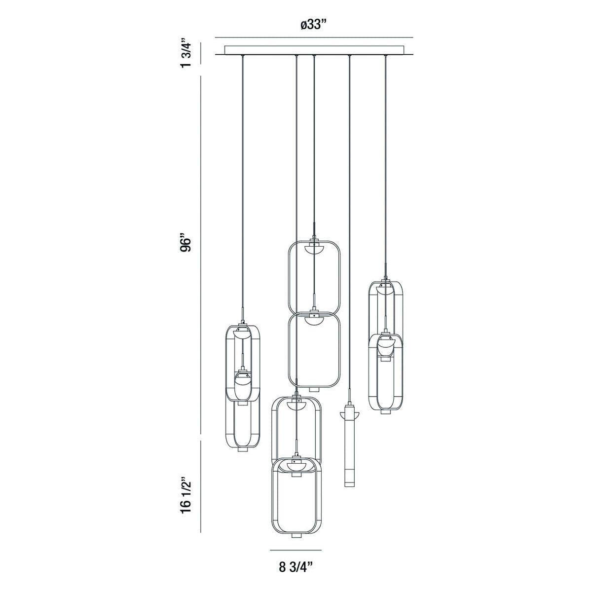 Eurofase Lighting Dagmar 33" 9-Light Dimmable Integrated LED Black Round Chandelier With Dome Glass Shades