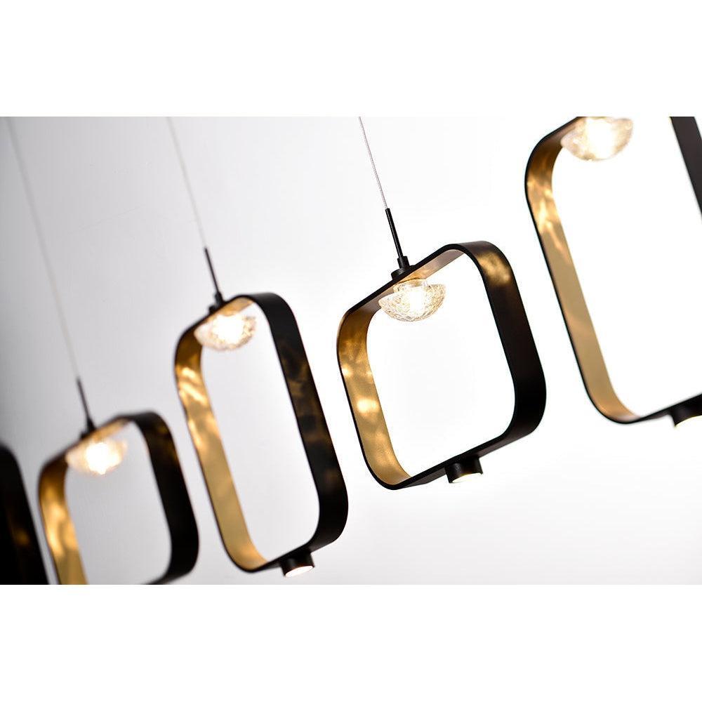 Eurofase Lighting Dagmar 53" 5-Light Dimmable Integrated LED Black Linear Chandelier With Dome Glass Shades