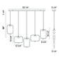 Eurofase Lighting Dagmar 53" 5-Light Dimmable Integrated LED Black Linear Chandelier With Dome Glass Shades