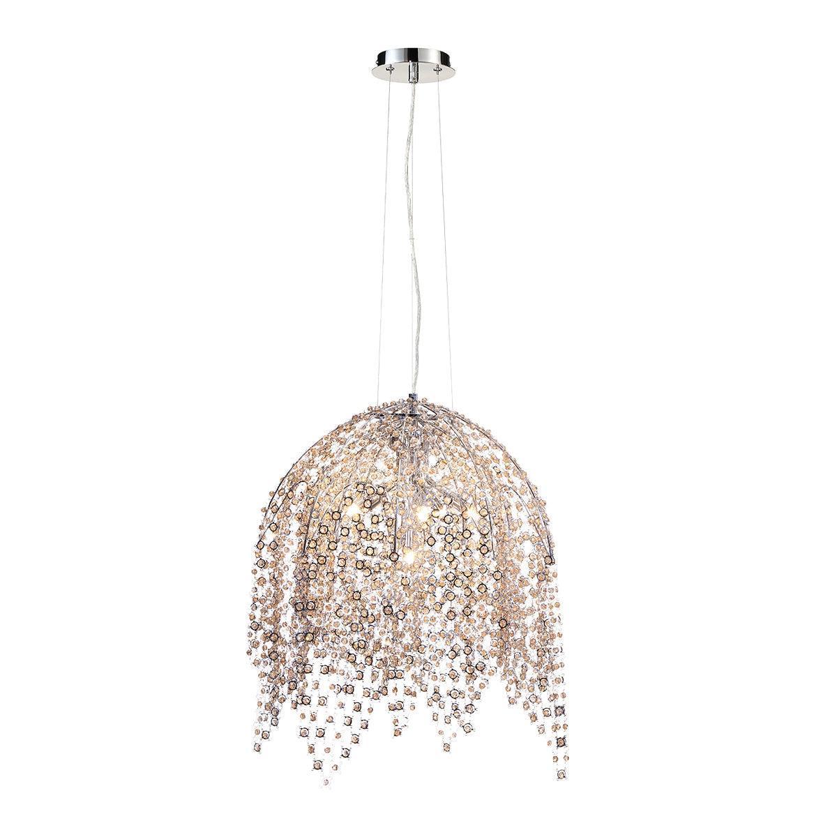 Eurofase Lighting Danza 20" 6-light Round Dimmable Halogen Bulb Chrome Chandelier With Cognac Crystal Shades