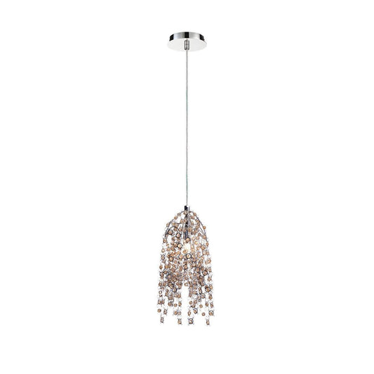 Eurofase Lighting Danza 5" Dimmable Halogen Chrome Pendant Light With Cognac Crystal Shades