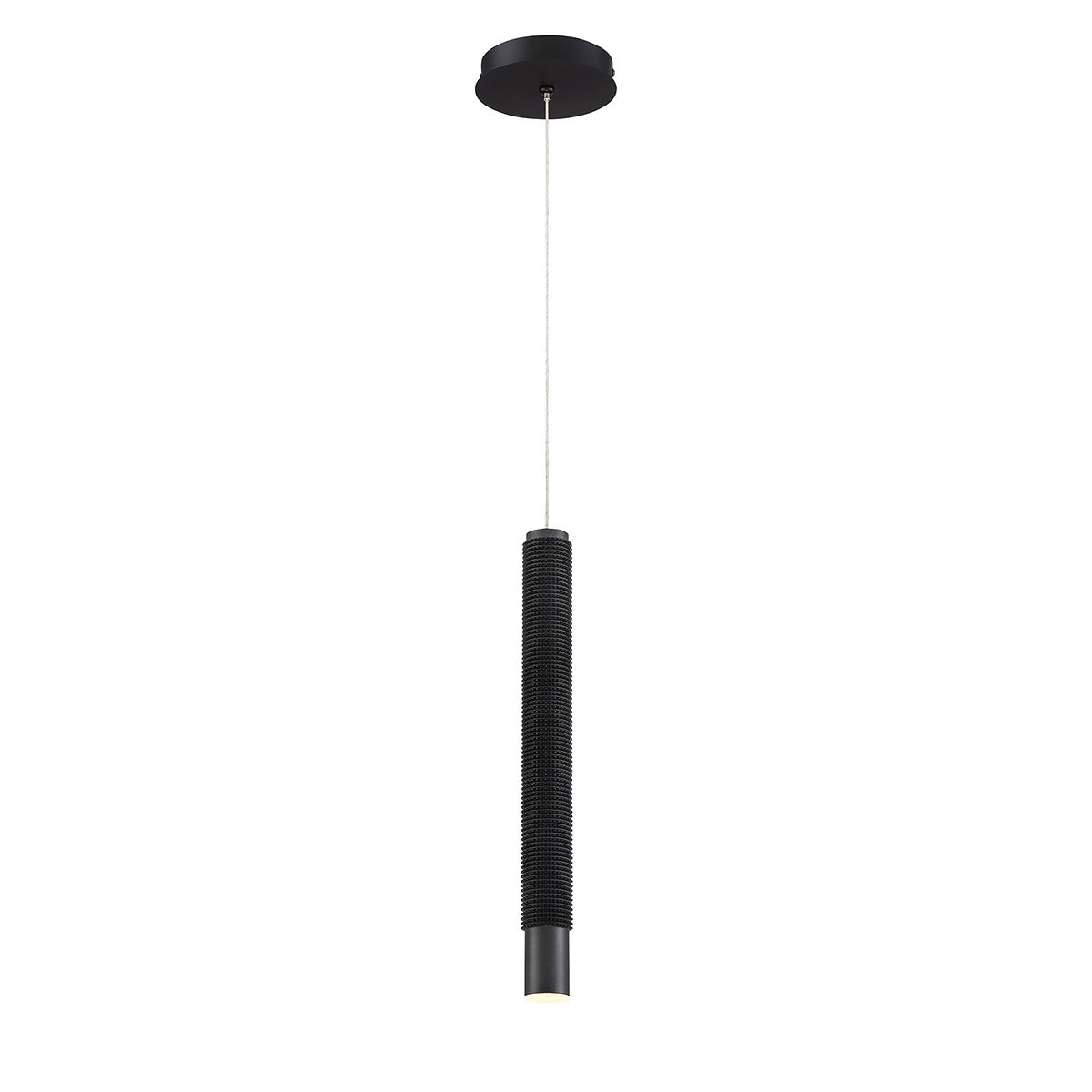 Eurofase Lighting Davenport 2" Integrated LED Black Pendant Light With Long Textured Aluminum Shade