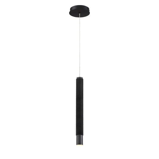 Eurofase Lighting Davenport 2" Integrated LED Black Pendant Light With Long Textured Aluminum Shade